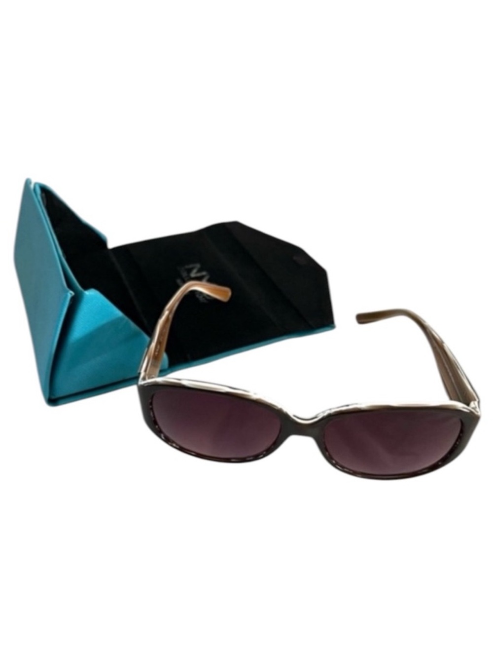 NYS Polarized Sunglasses Concrete Flower Elite Original Case Dark Brown Cream